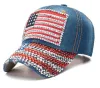 VS vlag Trump 2024 Baseball cap feest hoed verkiezingscampagne cowboy caps verstelbare snapback dames denim diamant hoeden 9 stijlen 564qh