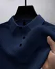 Men's T-Shirts New Europe and the United States high-end mesh ice silk short-sleeved T-shirt mens shirt collar summer solid color new slip pol 2445