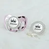 MIYOCAR Personalized black crown bling pacifier and clip BPA free dummy unique design SGS Approval PWBC 240401