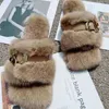 Slippers Station Europeia Luxo feminino Luxo natural Real Mink Hair Fashion Bow Sandals mole ousada Fall 2024