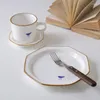 Plates Nordic Style Dinner Plate Ceramic Household Restaurant Design Steak Pasta Dishes Mug Living Room Coffee Cup Tableware Set