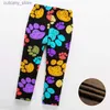 Trousers Warm Tights Watercolor Printing Kids Thick Pants Elastic Waist ggings For Girls ChildrenS Trousers Winter Baby Clothes Pants L46