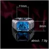 Trouwringen Geometrische blauwe kubieke zirkoonvinger voor vrouwen mannen mode sieraden sier kleur statement ring vrouwelijke anelwedding drop deli dhou33