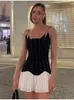 Kontrastfarbe Patchwork Sling Mini Kleid Frauen Rückenless ärmellose schlanke A-Linie Kleider 2024 Neue Modes Lady Party Prom Vestido
