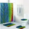 Mattes de bain 4pcs feuilles vertes rouges banyo paspas de salle de bain tapis de toilettes de toilette ensemble non glissement tapis salle de bain alfombra bano