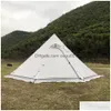 Tenten en schuilplaatsen 3-4 Persoon Pyramid Tent Shelter Tralight Outdoor Cam Tipee met sneeuwrok schoorsteengat wandelen Backpacking druppel D DHZIP