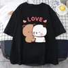 Kvinnor t skjortor sommar söt björn kärlek skjorta kvinnor par toppar tee kort ärm tshirts kvinnlig koreansk casual girl t-shirt