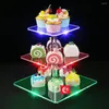 Party Supplies TX LED Acryl Cake Stand Wedding Baking Tray Decoratie Dessert Tafelplaat