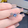 Cluster Rings Natural London Blue Topaz Ring Heart-shaped Daily Finger 925 Silver Female