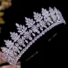 Bijoux de cheveux de mariage luxe aaa cz fleur de fleur couronne cristal pour les filles zircon tiaras coiffe