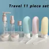 Bottiglie di stoccaggio 11 pepcs bottiglia di profumo set di viaggio viaggiare la lozione spray shampoo doccia vuoto gel gel imbottigliamento contenitore di imbottigliamento portatile