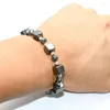 Strand High Qualtiy 10 mm kubieke vorm zwarte hematiet kralen extra chan verstelbare armband voor mannen en vrouwen sieraden