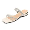 Sandales de gladiateur de bande étroite en cristal Les femmes deux façons de porter un talon bas Sandalias Mujer35-43 Rhingestone Summer Schoenen Dames 240329