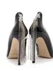 Chaussures habillées Pompes à chaîne de cristal étoiles Black Slip on High Stiletto talon Luxury Wedding Praty Silver Designe pour les femmes personnalisées pour femmes