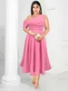 Sukienki plus size kobiety Ontinva Kobiety różowe plisowane sukienka imprezowa seksowne jedno ramię eleganckie liniowe suknie na balu urodzin