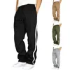 Men's Pants Casual Loose Fit Side Stripe Sport With Drawstring Waist For Gym Training Jogging Soft Breathable Stylish Long