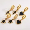 Brincos berros punk aço inoxidável pingente de esmalte preto para mulheres Vintage Metal Heart Star Cross Round Round Jewelry Gifts