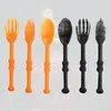 Disposable Dinnerware 6 PCS Plastic Utensils Halloween Tableware Party Supplies Forks Spoons Kitchen Decoration And Accessories