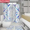 Rideaux de douche Bohemian Wave Imperproofing Soft Fabric Strowing Stravail 3D Bath rideau anti-rauque Toilet de toilette Mat à couvercle DÉCOR DE HOME