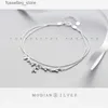 Fußkettchen Modian Fashion Sterling Silber 925 Pflanze Fußkettchen für Frauen Ast Blätter winziger Ball Einfacher Fußkettchenfeinschmuck 2020 Neu L46