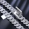 Fabrieksprijs 18 mm Wit goud vergulde 925 Sterling Silver VVS Moissanite Diamond Iced Out Cuban Link Chain Necklace