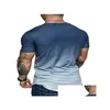 Men'S T-Shirts Mens T Shirts Gradient Short Sleeve T-Shirt Fashion Washed Round Neck Tee Retro Loose High Street Casual Drop Delivery Dhbej