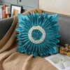 Kudde nordisk solrosfodral modern enkel 3D -blomma dekoration soffa heminredning vardagsrum biltäcke