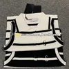 Designer Lapel Knit Vest Stylish Black White Striped Knitted Vest With Buttons Women Knits Tee Summer Breathable Sleeveless Knit Tops