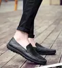 Casual skor bruna män läder mjuka mens loafers moccasins andningsbar glid på svart körstorlek 39-44