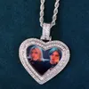 Bonjour hip-hop coeur personnalisé love forme photo pendentif pour les hommes femmes aaa zircone cubique faire un collier de mémoire