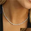 Chokers Choker 2024 Hochwertige Mode 5A Kubikzirkonia CZ Bar Band Charme Tenniskette Gold plattiert Halskette für Luxus Frauen Juwel Dhzro