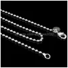 Kedjor 2,4 mm 925 Sterling Sier Beads Chain Ball Kvinnor smycken DIY Making Fashion Mens Hummer Clasp Halsband gåvor 16 18 20-22-24 DRO DHX4K