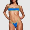 2024 New Womens Color Block No Chest Pad Split Bra Swimsuit Womens Swimsuit