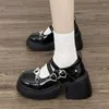 Dress Shoes Women's Punk Platform Pumps 2024 Spring metalen keten Mary Jane Lolita Vrouw Japans lakleer Hoge hakken Gothic