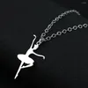 Chaines Dancing Girl Ballerina Pendant Collier Artiste en acier inoxydable Dancer Ballet Chain Chain pour femmes bijoux