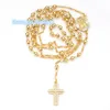 14K Gold gefüllt Silber 925 Big Cross Verstellbare Rosenkranzketten Halskette