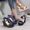 Dress Shoes 2024 Wedge Heel Women's Sandals Summer Tall Fashion High