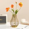 Vasos Porta de flor de ferro com vidro Ornamento Vintage Crafts de desktop para cafeterias em casa Decoração de mesa de mesa