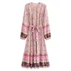 Casual jurken Canwedance lente lange jurk lantaarn mouw bloemen bedrukte boho los fit vakantie rayon midi lengte hippie