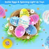 Spinning Top Easter egg spin top for children and boys and girls 6 packs with flashing LED lights spin and sing plastic colored Easter toys L240402