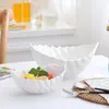 Bowls Nordic Pure White Ceramic Fruit Salad Bowl Modern Simple Household Lotus Leaf NoodleDessert Snack Western Kitchen