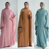 Roupas étnicas Modestas de manga de morcego de morcego Islam Dubai Turquia Eid Mulheres Mullim Mulheres Plain Plain Middle Oriente Médio Ramadã Feminino Kaftan Jalabiya