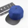 Bollmössor Spring Summer Mesh Stitching Hipster Men Women Flat Edge Hip Hop Hat Outdoor Leather Solid Color Shade Snapback Cap Py38