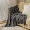 Simple Soild Knitted Blanket Decor Sofa Cover Blanket Fringe Thin Blanket Office Air Conditioning Blankets Summer Nap Blankets 240328