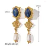Kolczyki Dangle Vintage Fashion Moon Freshwater Pearl for Women 18K Gold Splated Trendy Golden Biżuter