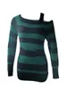 Casual Dresses Women Gothic Knitted Jumper Long Stripe Pattern Punk Ripped Hollow Knit Sweater Vintage Loose Knitwear