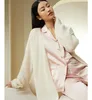 Abbigliamento da casa Solido di colore setoso satinato da 19 mm di pigiami di seta di gelso per donne set per la casa per la pelle 2024 Spring Summer S41898QM
