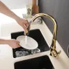 Torneiras de cozinha dourada, alça única de prata, retire o buraco do orifício Giratório de água misturadora de água 866011 240325