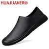 Casual Shoes Loafers Men Genuine Leather Slip On Summer Black Brown Fashion Italian Trendy Luxury Designer Brand Loafer Man