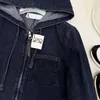 Dames Jackets Designer Early Spring Nieuwe high-end Koreaanse minimalistische stijl Letter Borduurwerk niche ritssluiting met capuchon Denim Jacket KP6A